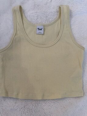 TNA Ribbed Crop Tank in Pale Yellow